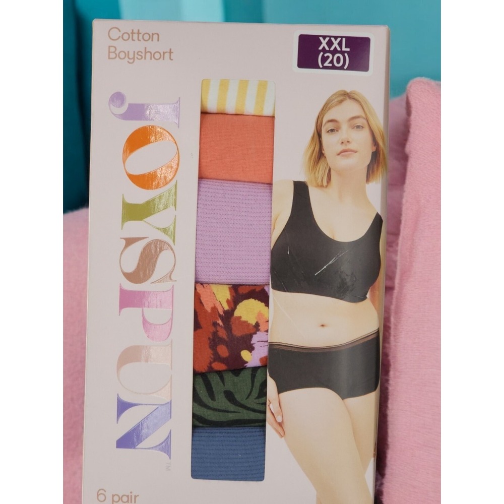 Joyspun Women's XXL Cotton Boyshort Panties 6-Pack Size 20 Plus NIP